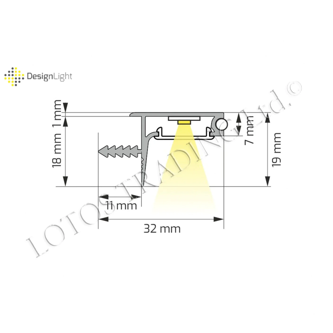 31.270.02 Алуминиев профил с нут за LED лента и плоскост 18 mm