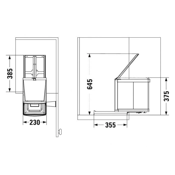 19.100.36 Кош за вграждане с изтеглящ механизъм 16 л