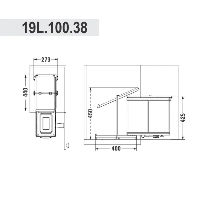 19.100.38 Кош за вграждане 20+1л