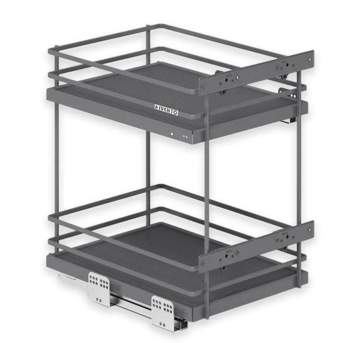 18.420.15 Механизъм кошница за бутилки и препарати за долен шкаф пълно изтегляне с успокоител антрацит